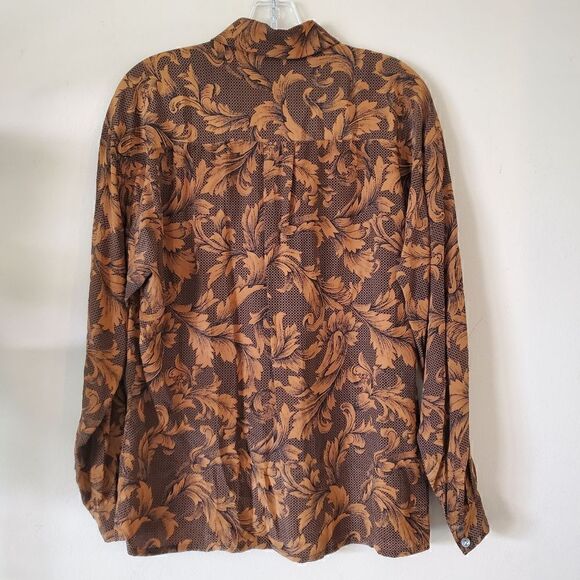 Vintage PAUL STANLEY Womens Brown 100% Silk Shirt Blouse Size 10 - Picture 6 of 10